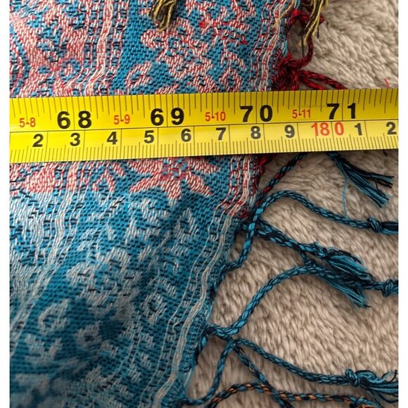 Pashmina Women Paisley Scarf Shawl Pastels Silk Pashmina Blend Fringed 70x28" - Picture 9 of 9